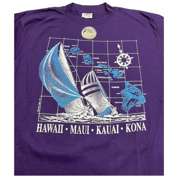 Vintage 1989 Poly Tees Hawaii Islands T-Shirt - Picture 3 of 6